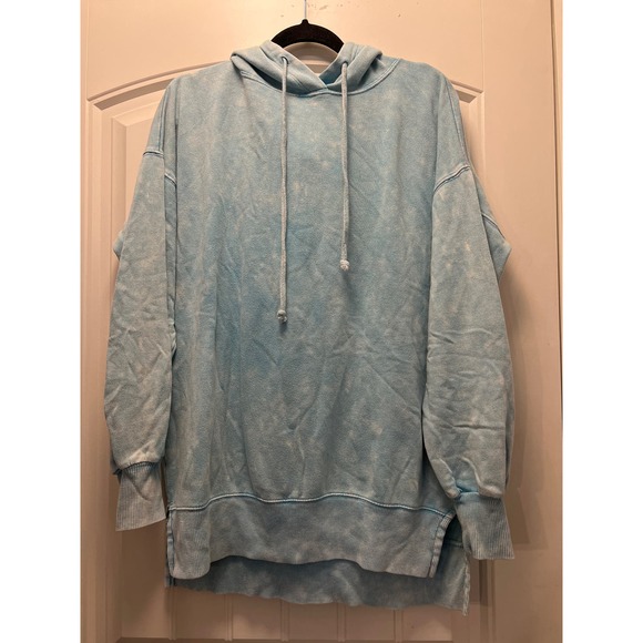 So Women’s Tie Dye Long Sleeve Lounge Life Sweatshirt Pullover Hooded Sz S Blue‎ - Picture 1 of 3